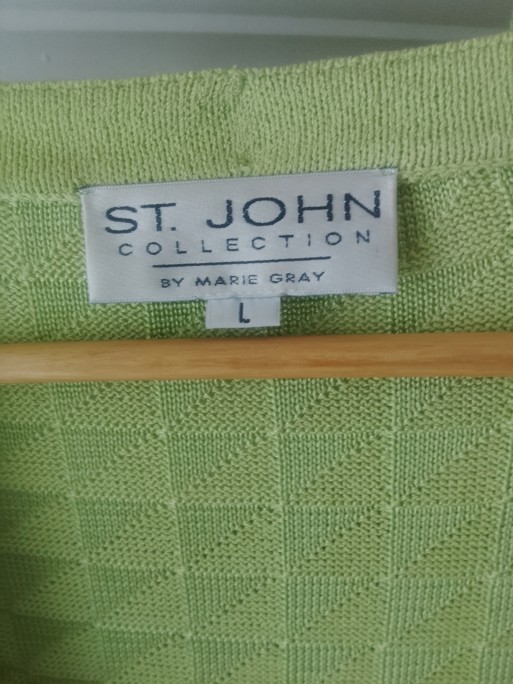 3 Pcs. St. John Pale Lime Knit Top, Cardigan, Skirt - Picture 3 of 4